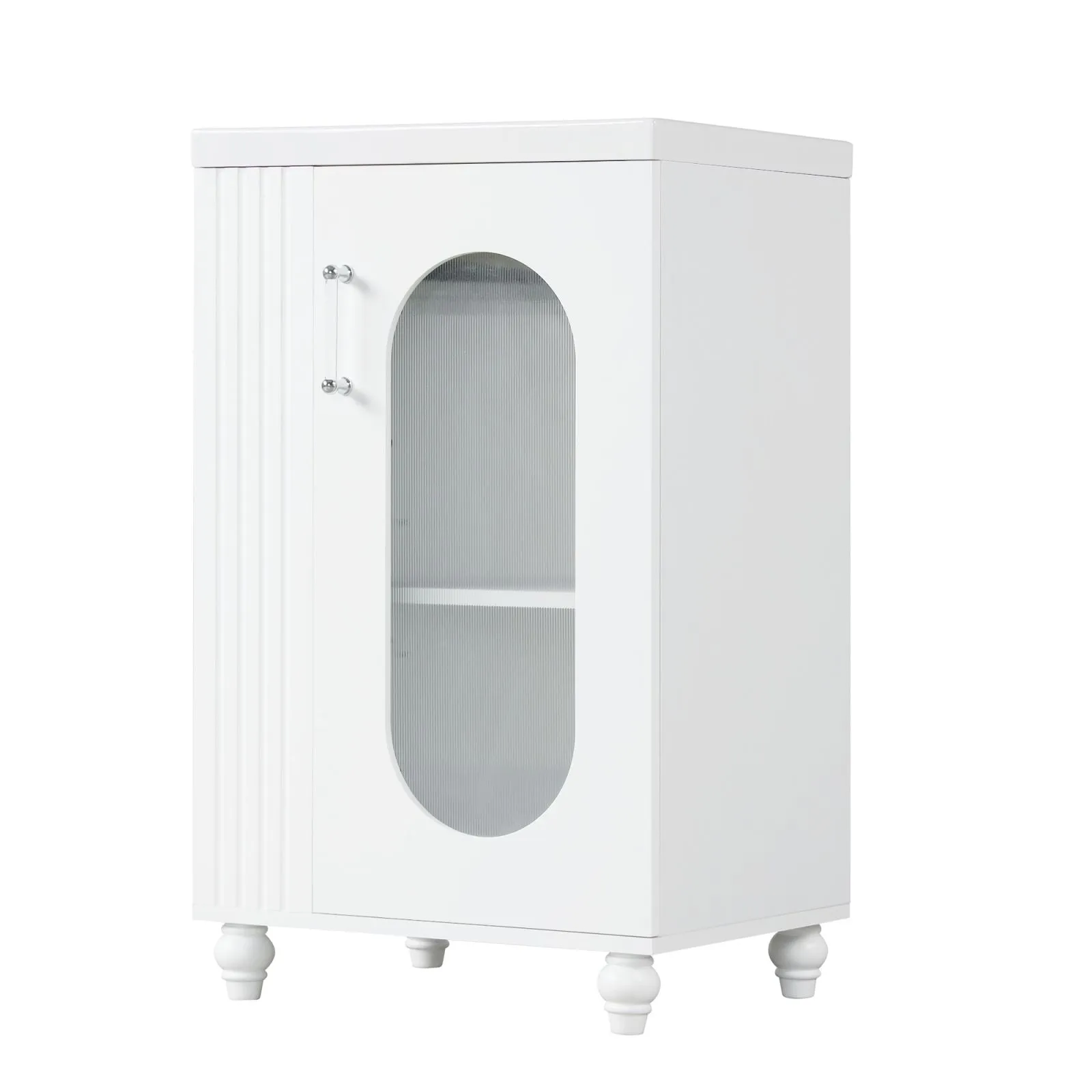 20" White Bathroom Vanity with Sink, Two-Tier Shelf & Adjustable Solid Wood Cabinet