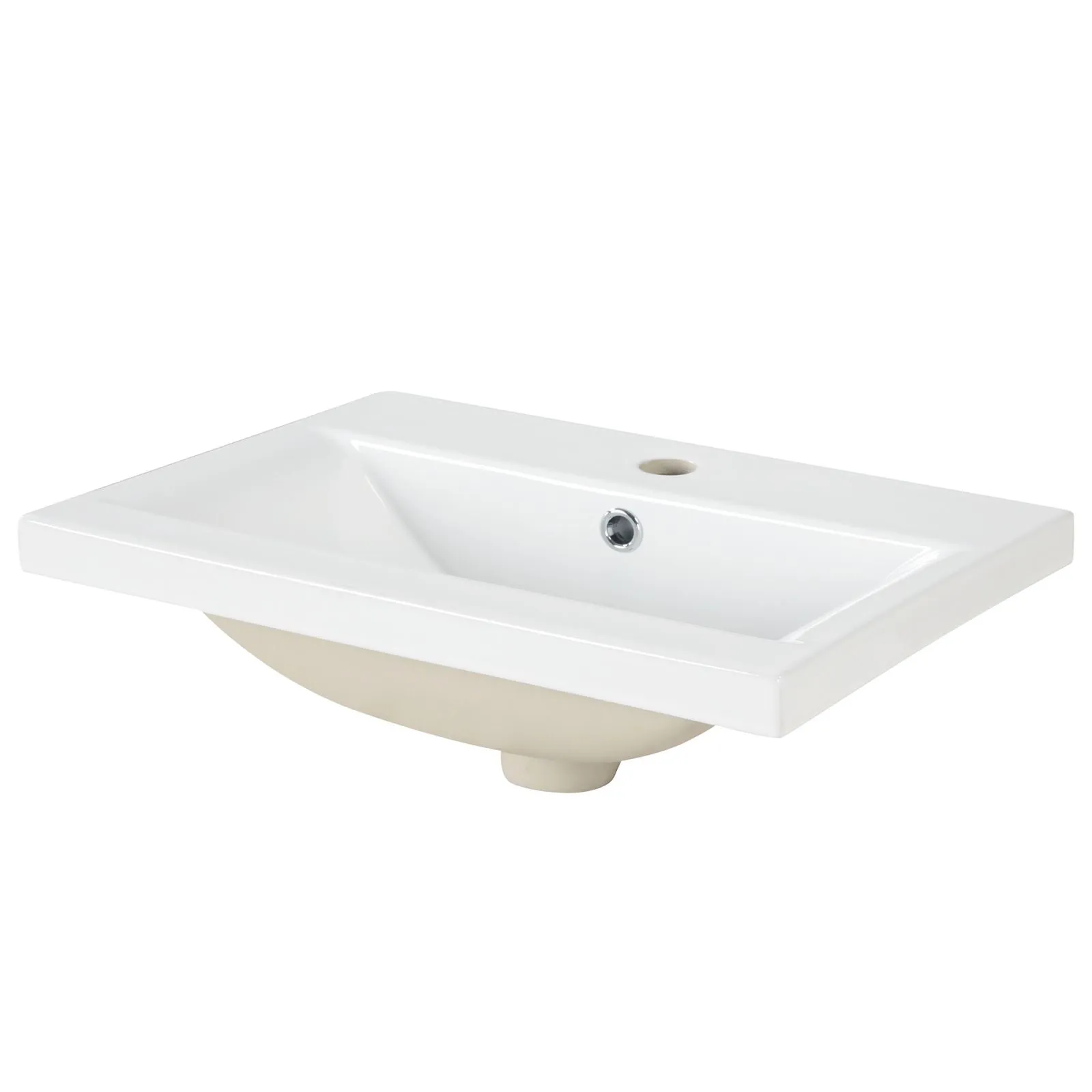 20" White Bathroom Vanity with Sink, Two-Tier Shelf & Adjustable Solid Wood Cabinet