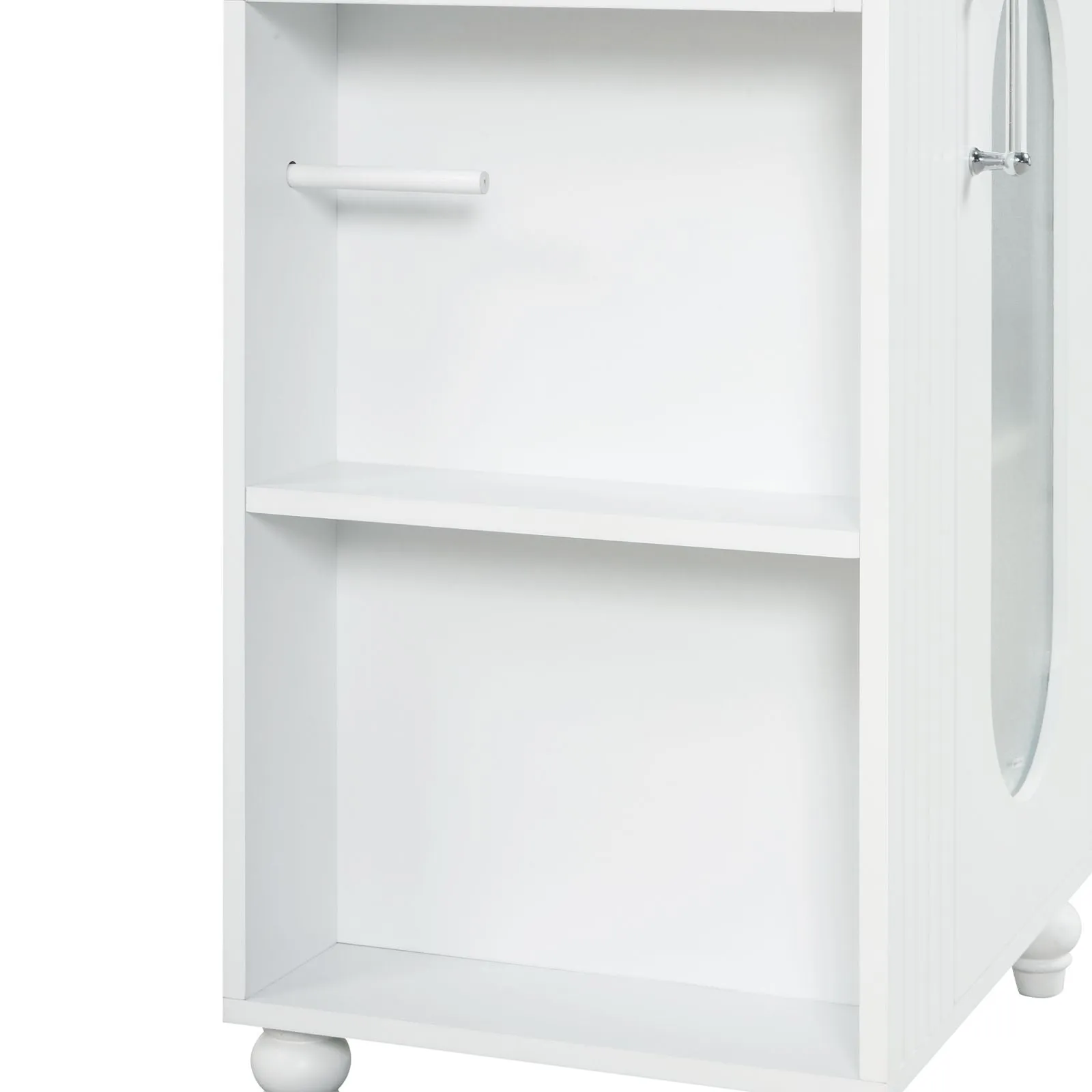 20" White Bathroom Vanity with Sink, Two-Tier Shelf & Adjustable Solid Wood Cabinet