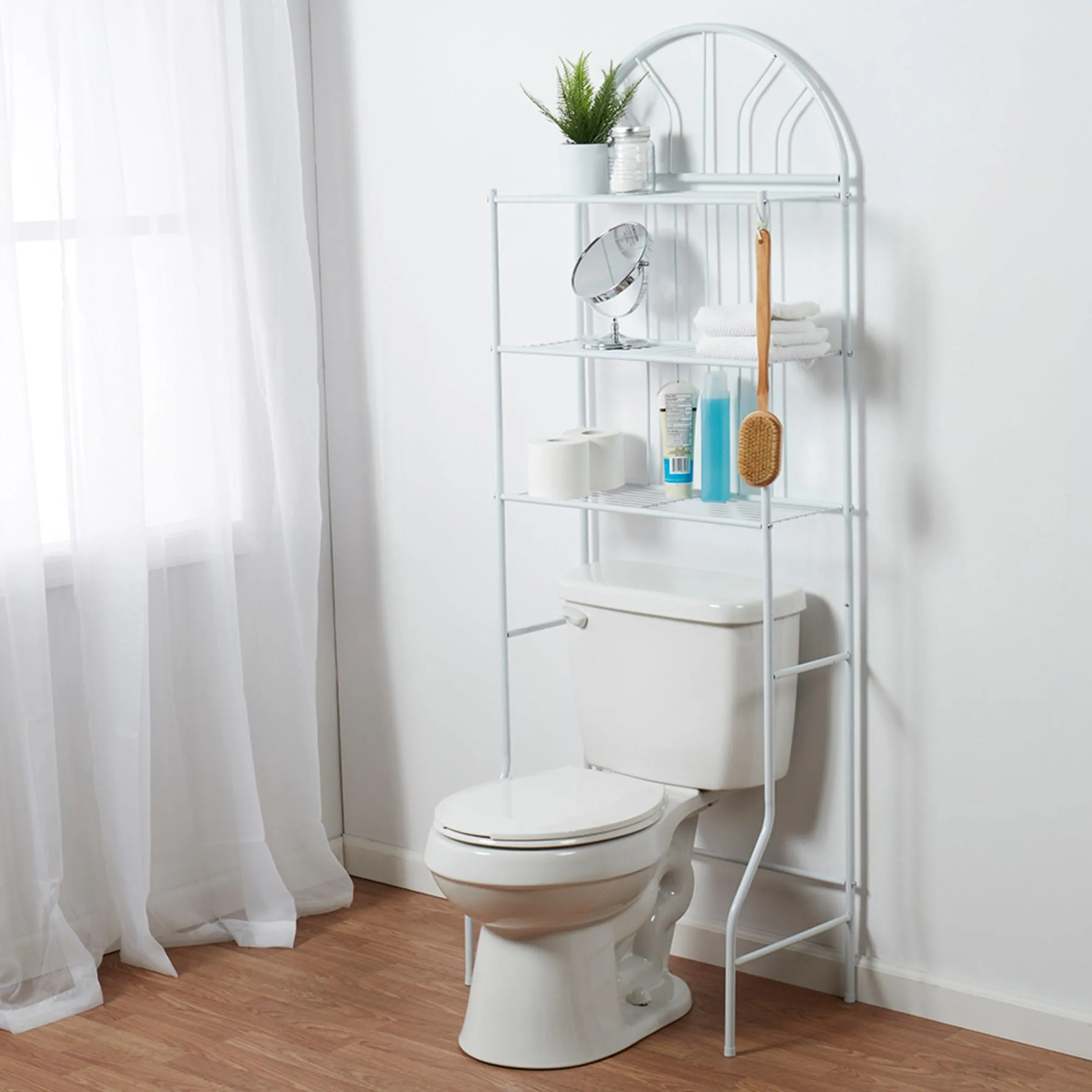 3 Shelf Steel Bathroom Space Saver, White