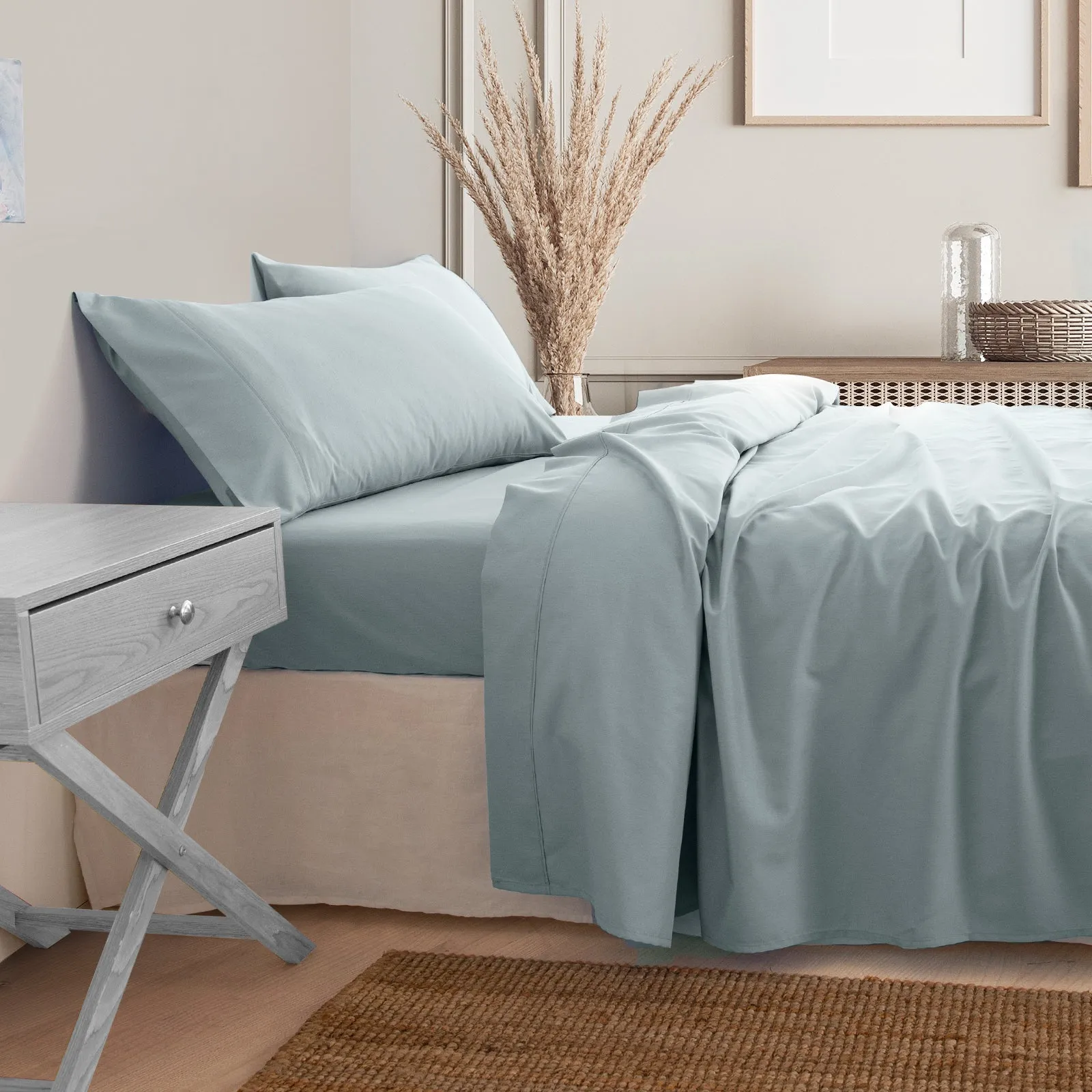 3000 Thread Count Bamboo Cooling Sheet Set | King | Aqua