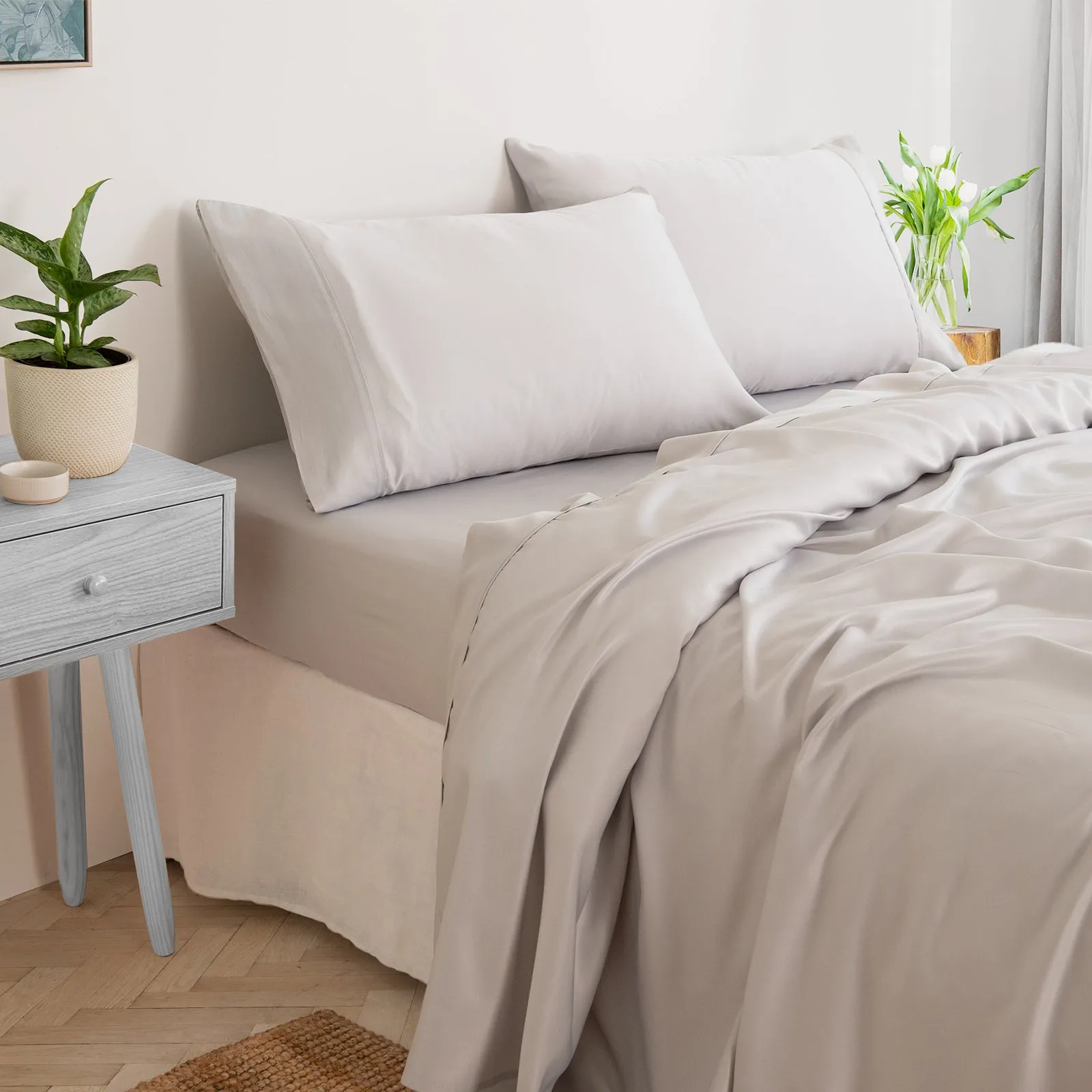 3000 Thread Count Bamboo Cooling Sheet Set | King | Mid Grey