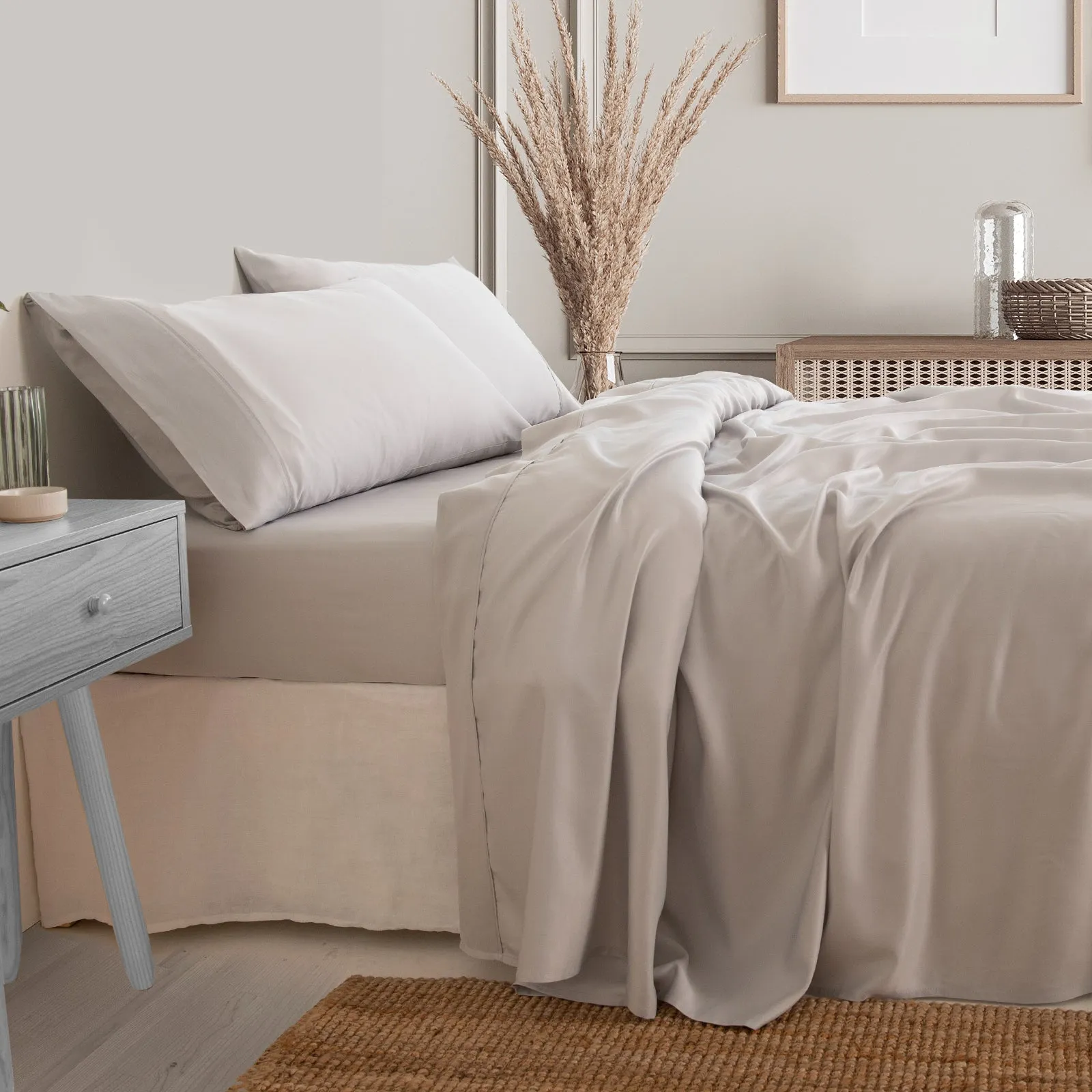 3000 Thread Count Bamboo Cooling Sheet Set | King | Mid Grey