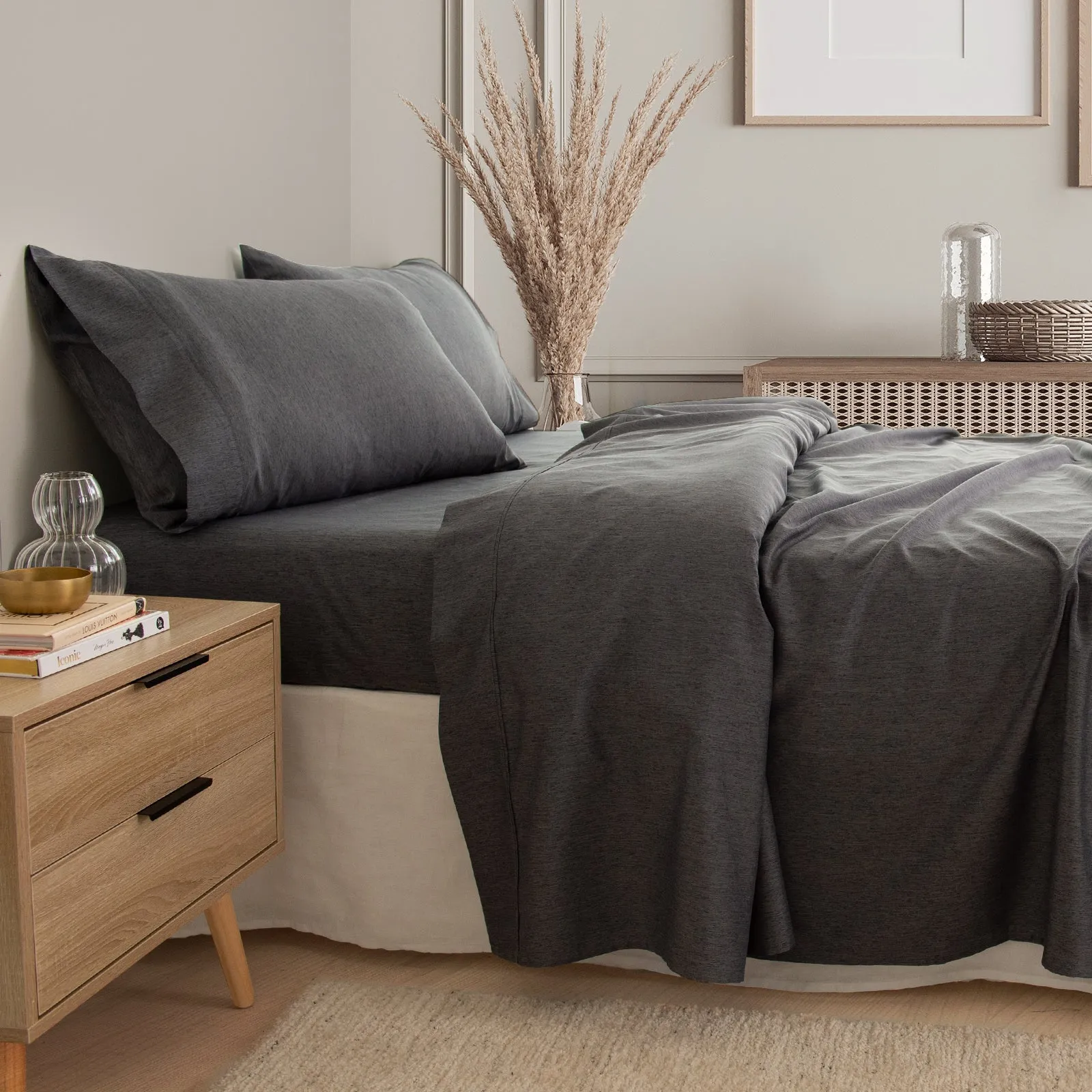 3000 Thread Count Bamboo Cooling Sheet Set | King Size | Charcoal