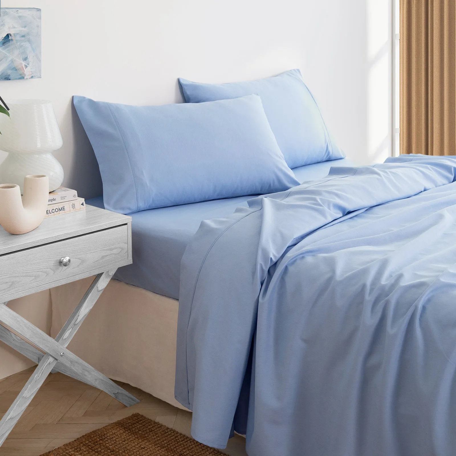 3000 Thread Count Bamboo Cooling Sheet Set | Queen | Light Blue