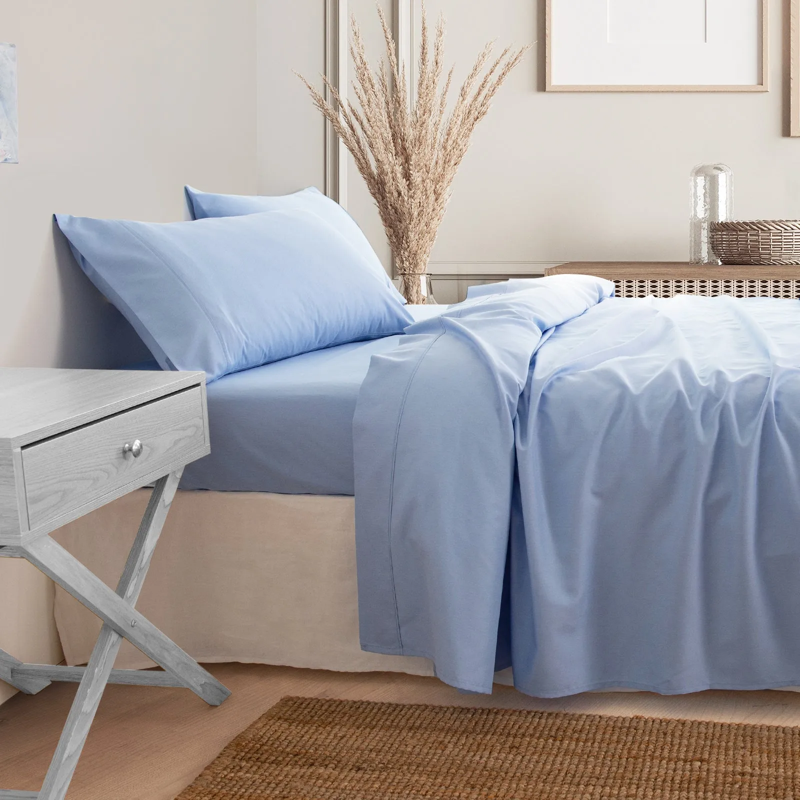 3000 Thread Count Bamboo Cooling Sheet Set | Queen | Light Blue