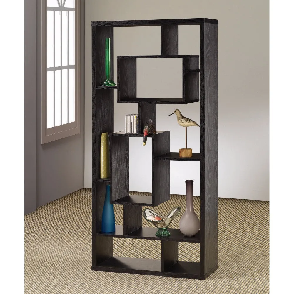 Asymmetrical Cube Black Book Case With Shelves By Benzara