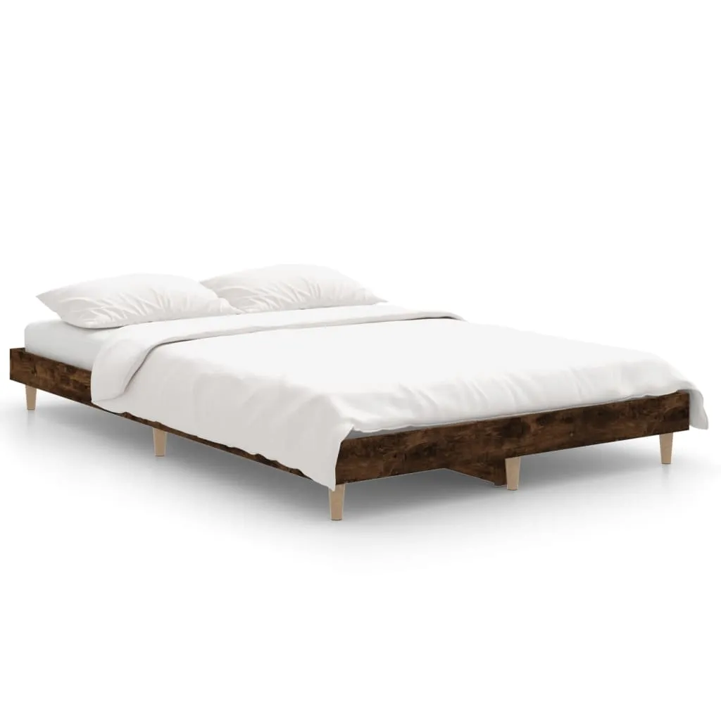 Bed Frame Smoked Oak 120x190 cm Engineered Wood