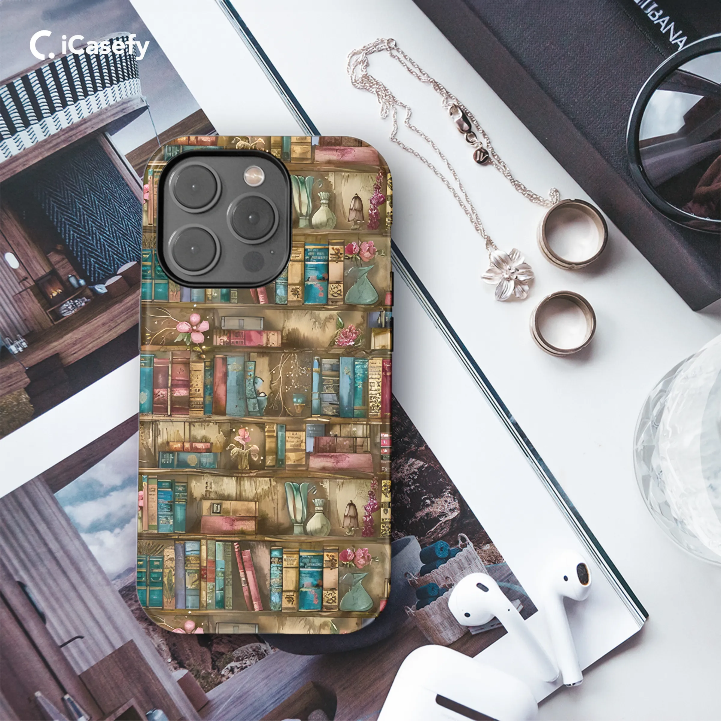 Book Lover Bookshelf Phone Case iPhone Samsung Cover Pixel 1761