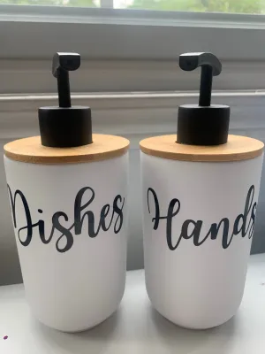 Hands And Dishes Bottle Decals | Soap Bottle Labels | Dispenser Bottle Labels | Hand Soap Label | Dish Soap Label | Kitchen Bathroom Labels
