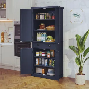 HLR Blue Versatile Kitchen Pantry Cabinet with Drawer & Adjustable Shelves, Storage for Kitchen, Bathroom & Hallway
