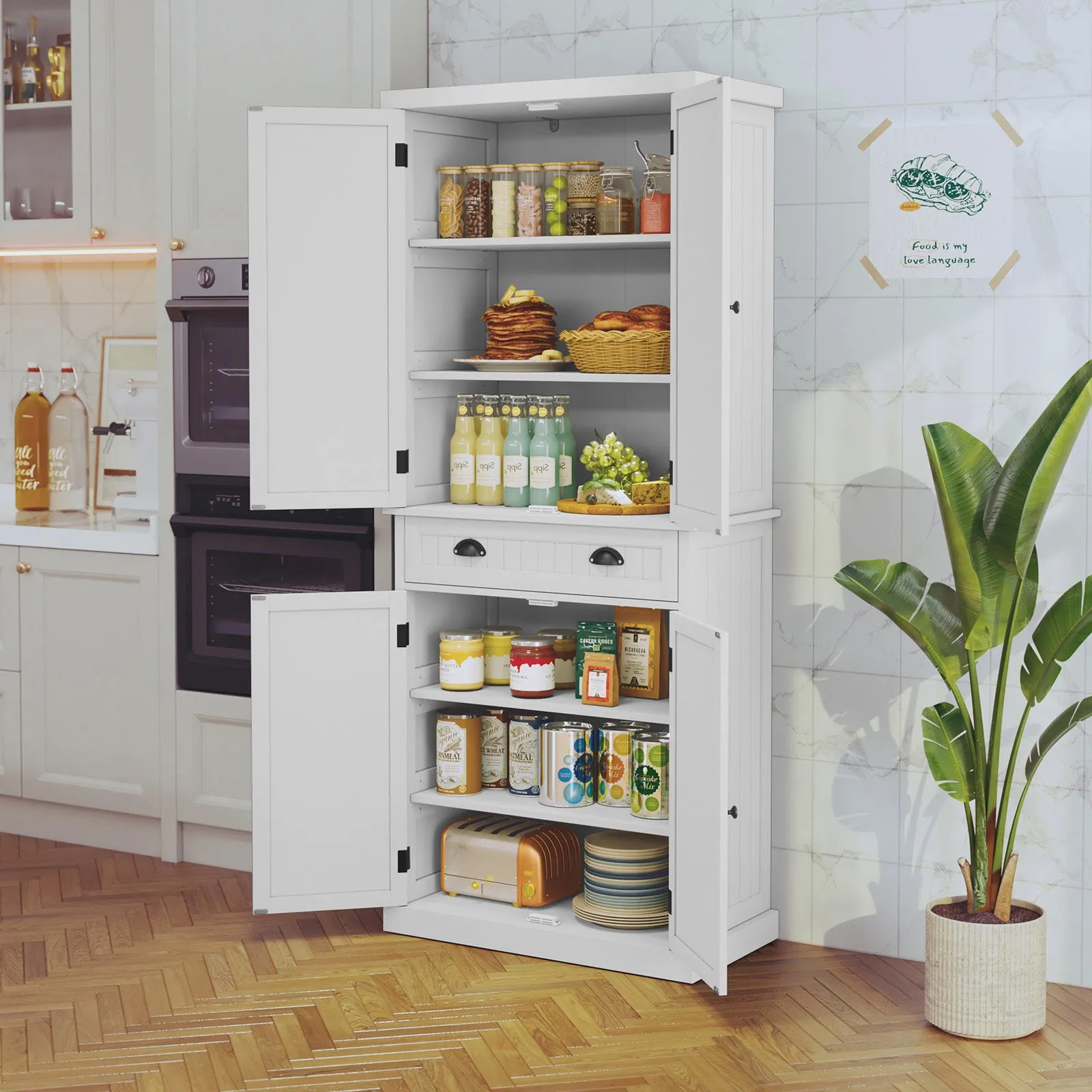 HLR Blue Versatile Kitchen Pantry Cabinet with Drawer & Adjustable Shelves, Storage for Kitchen, Bathroom & Hallway