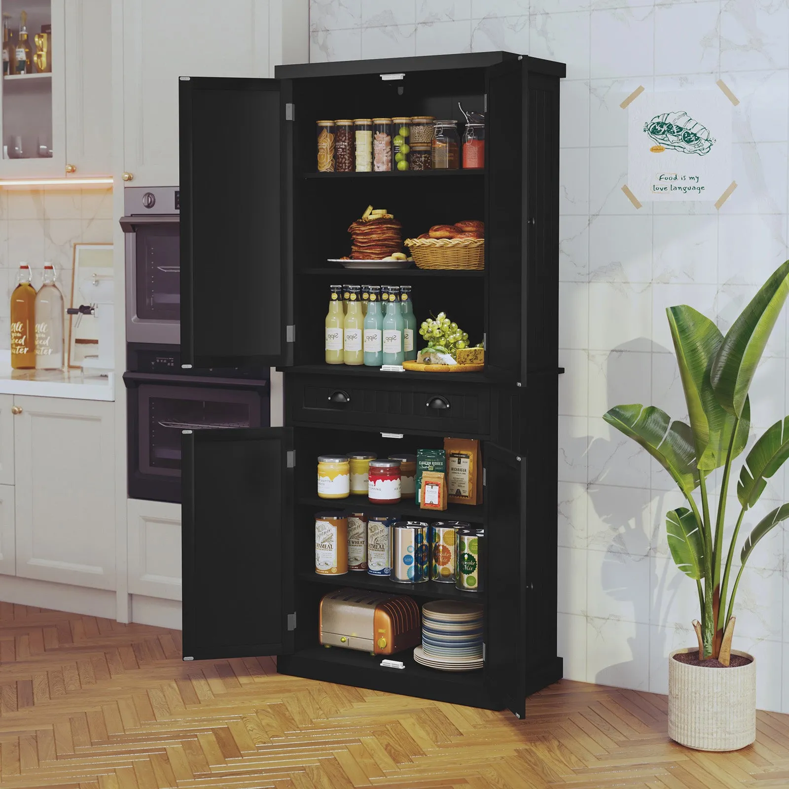 HLR Blue Versatile Kitchen Pantry Cabinet with Drawer & Adjustable Shelves, Storage for Kitchen, Bathroom & Hallway