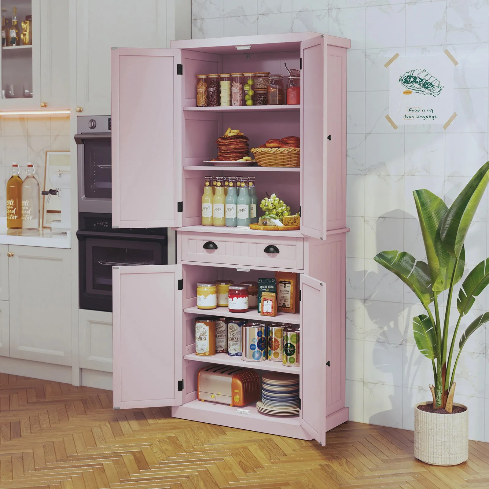 HLR Blue Versatile Kitchen Pantry Cabinet with Drawer & Adjustable Shelves, Storage for Kitchen, Bathroom & Hallway