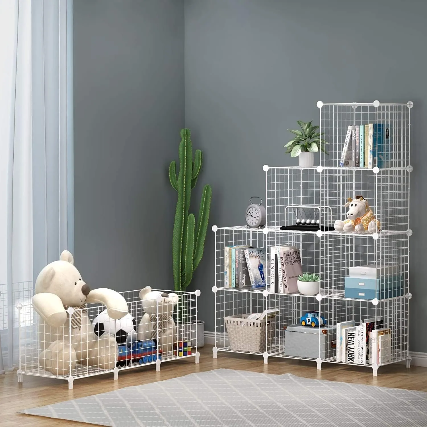 HOMIDEC 16 Cube Bathroom Storage, Multifunctional DIY Wardrobe Storage Organizer Wire Cube Storage Shelf Bookshelf Perfect for Bathroom/Kitchen, White
