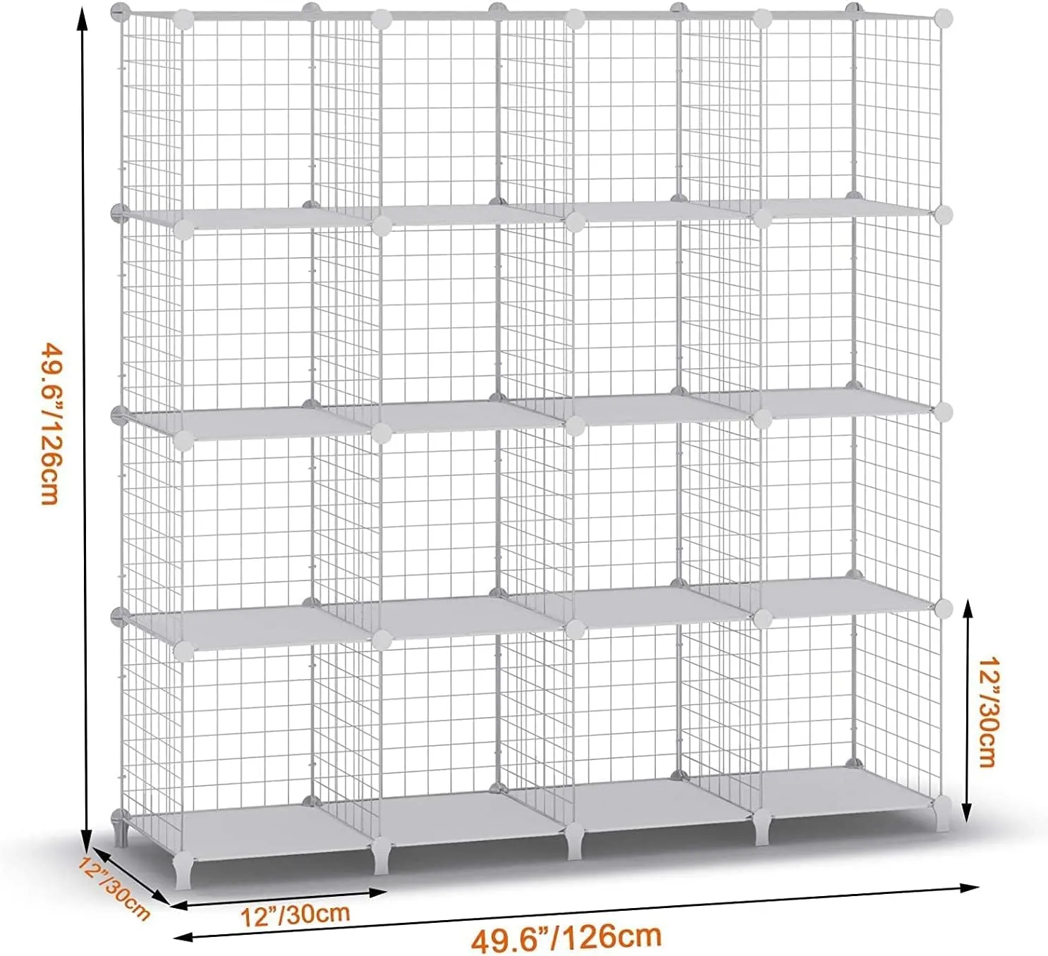 HOMIDEC 16 Cube Bathroom Storage, Multifunctional DIY Wardrobe Storage Organizer Wire Cube Storage Shelf Bookshelf Perfect for Bathroom/Kitchen, White
