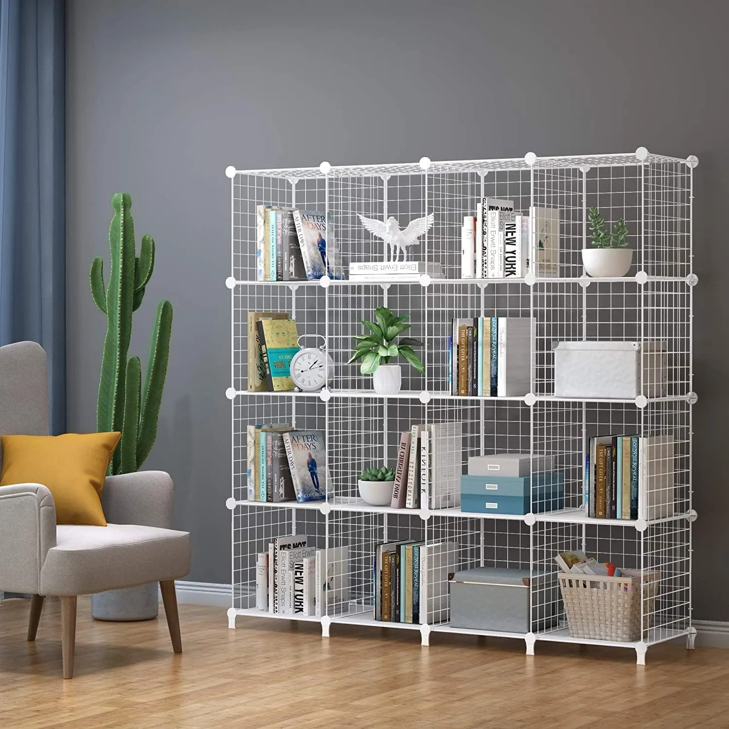 HOMIDEC 16 Cube Bathroom Storage, Multifunctional DIY Wardrobe Storage Organizer Wire Cube Storage Shelf Bookshelf Perfect for Bathroom/Kitchen, White