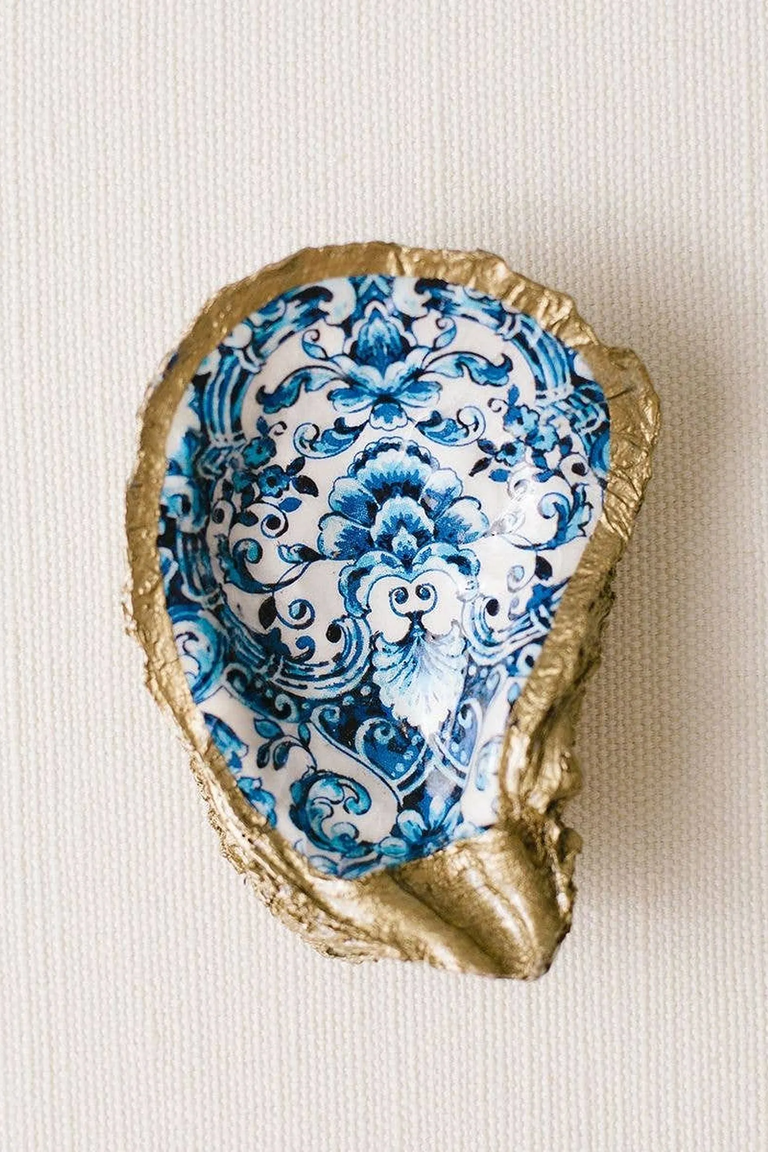 Indigo Decoupage Oyster Ring Dish