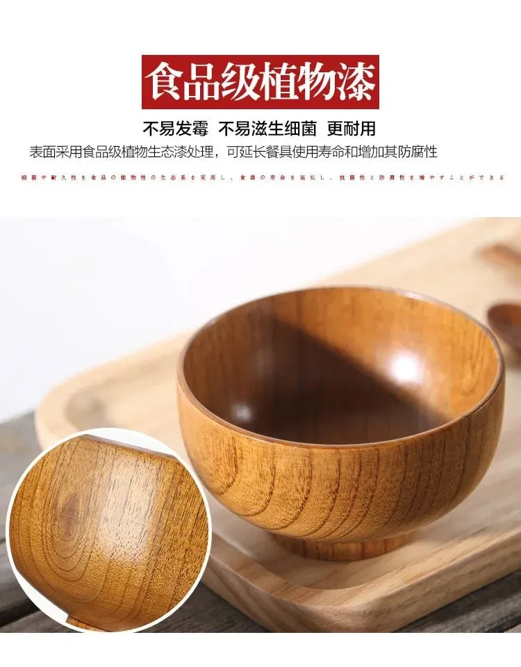 Japanese Jujube Wood Eco-Friendly Soup and Salad Bowls