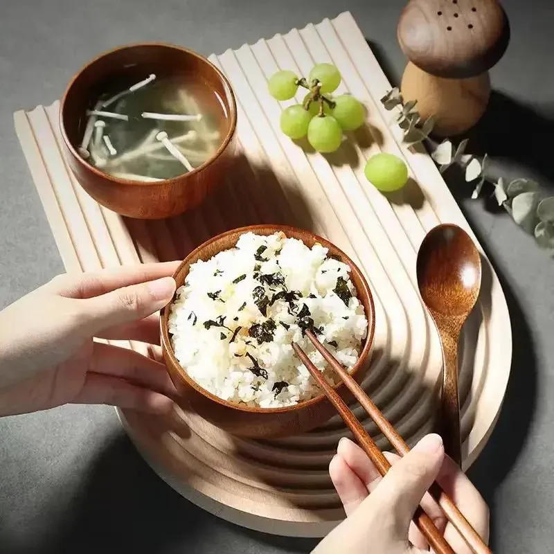 Japanese Jujube Wood Eco-Friendly Soup and Salad Bowls