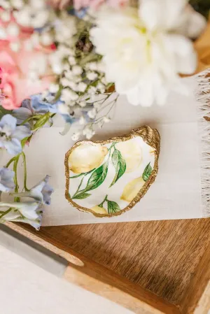 Lemon Decoupage Oyster Ring Dish