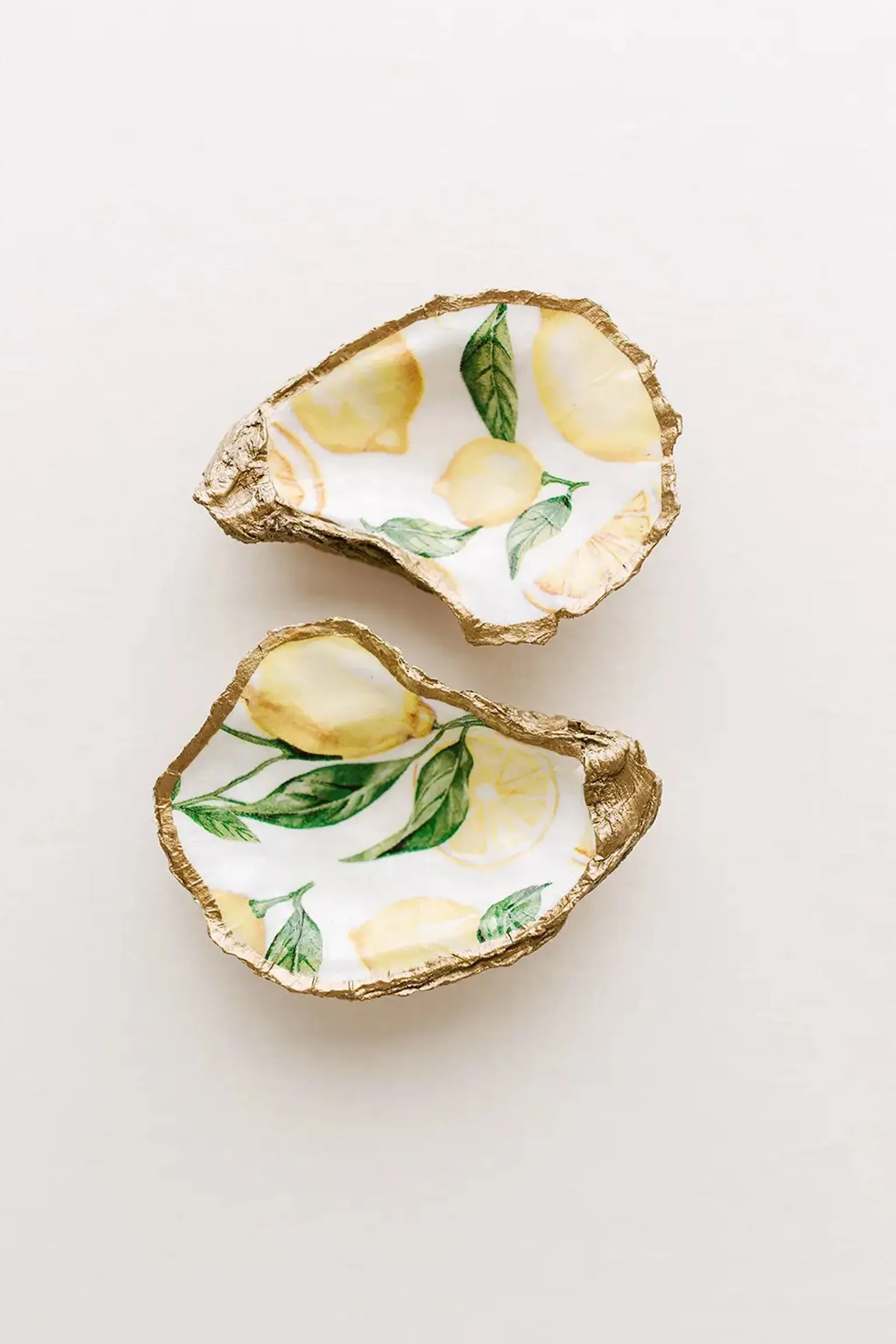 Lemon Decoupage Oyster Ring Dish