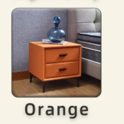 Meu Modern Nightstand with 2 Drawers - Orange