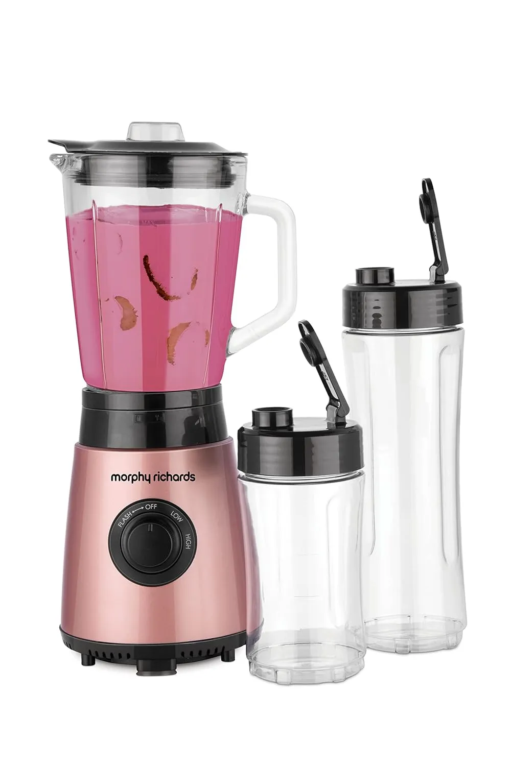 Morphy Richards Blendexpert 400 W Powerful Copper Motor, 25000 Rpm, 2 Smoothie Jars With Flip Lid Top, Stainless Steel Body, Rose Gold, 400 Watt