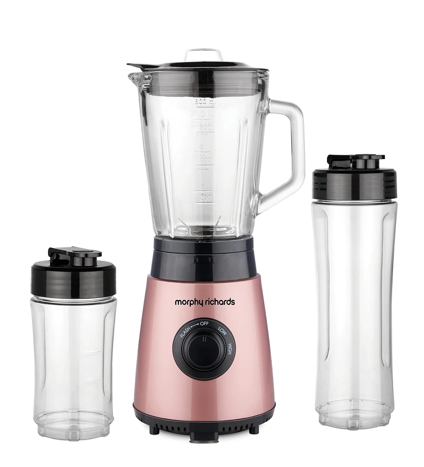 Morphy Richards Blendexpert 400 W Powerful Copper Motor, 25000 Rpm, 2 Smoothie Jars With Flip Lid Top, Stainless Steel Body, Rose Gold, 400 Watt