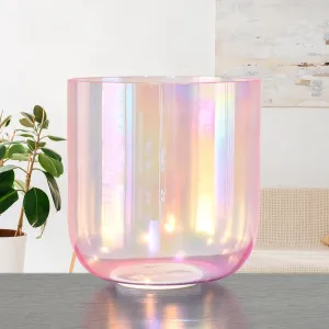 Pink 6 Inch Clear Quartz Crystal Singing Bowl with Cosmic Light for Sound Healing