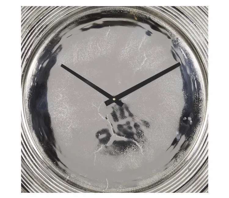 Round Silver Aluminum Layered Rim Wall Clock
