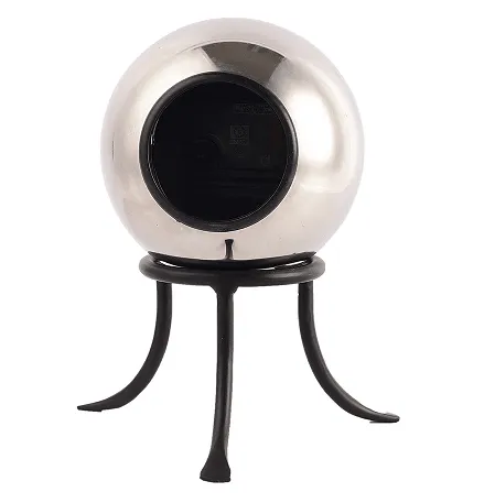 Seated Sphere Clock in Silver & Black Colour