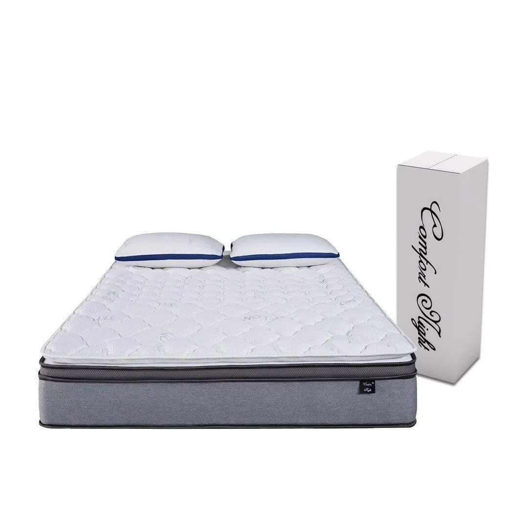 Somnuz Comfort Night 12 Inch Water Repellent Teflon Fabric Latex Individual Pocketed Spring Mattress