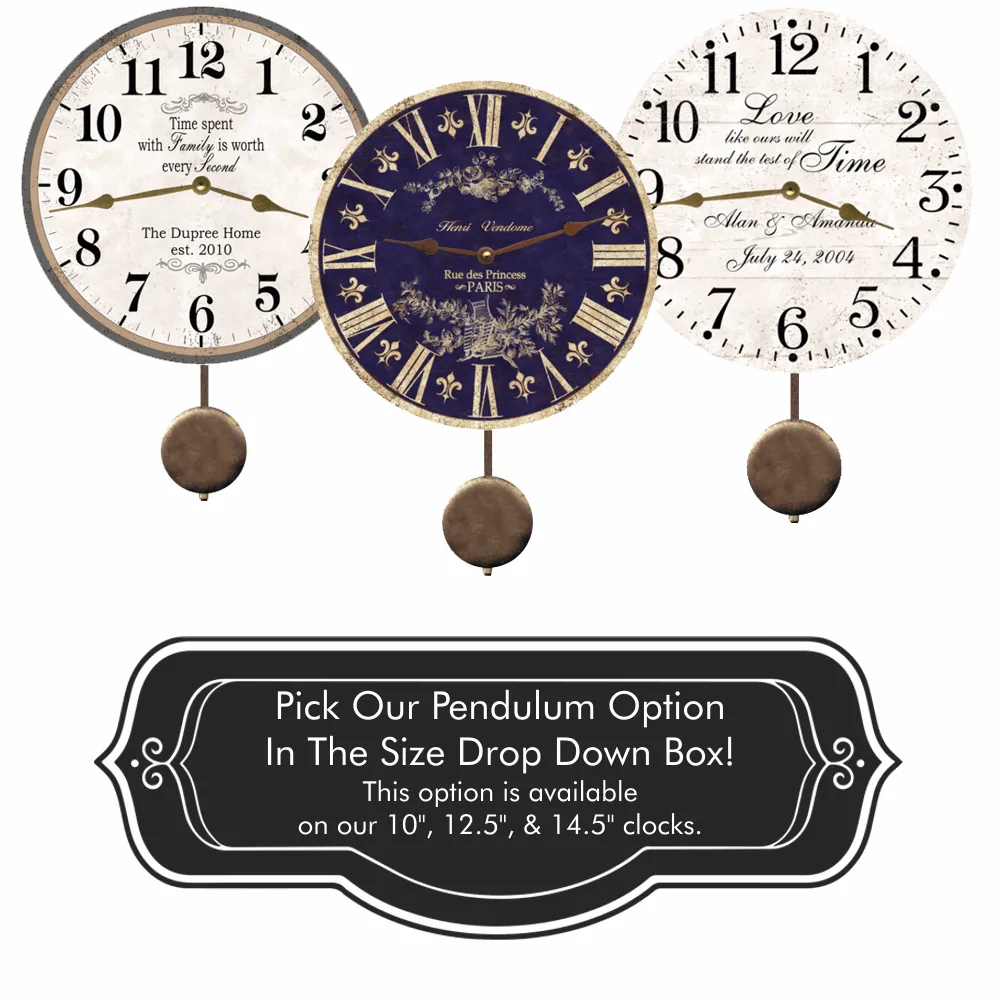 Vintage Fruit Crate Label Wall Clock - Rustic Peach Clock