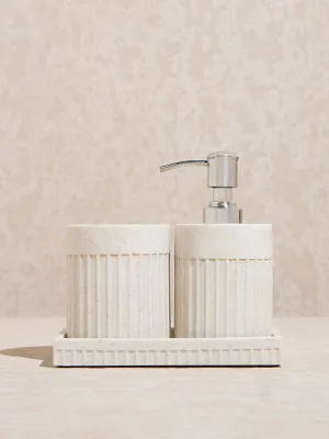 Westside Home White Ribbed-Textured Bathroom Accessory Set