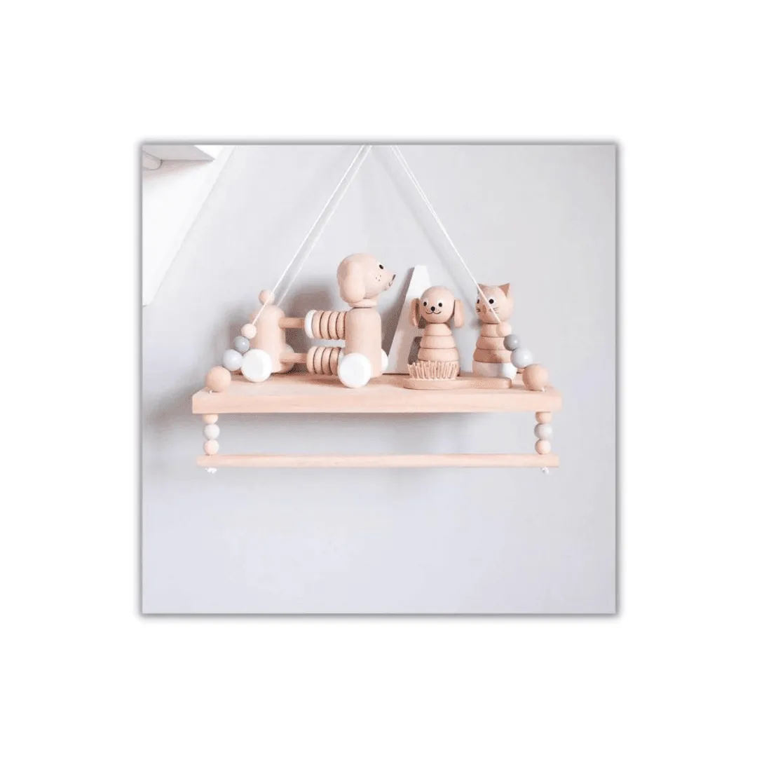 Wooden Bead Hanging Shelf