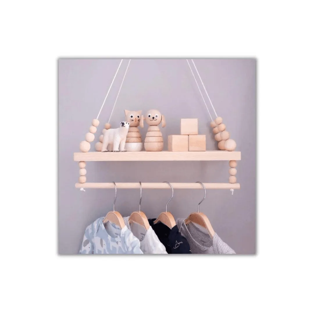 Wooden Bead Hanging Shelf